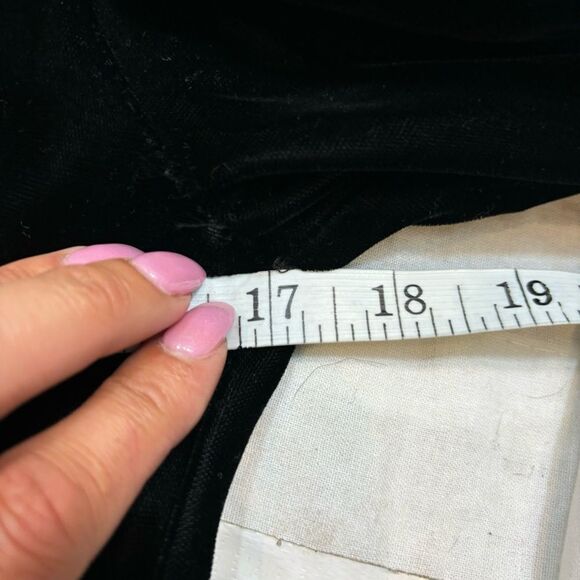 Vintage Union Made Black Velvet Low V Back Bow Detail Floor Length Dress 11/12 - Picture 14 of 16